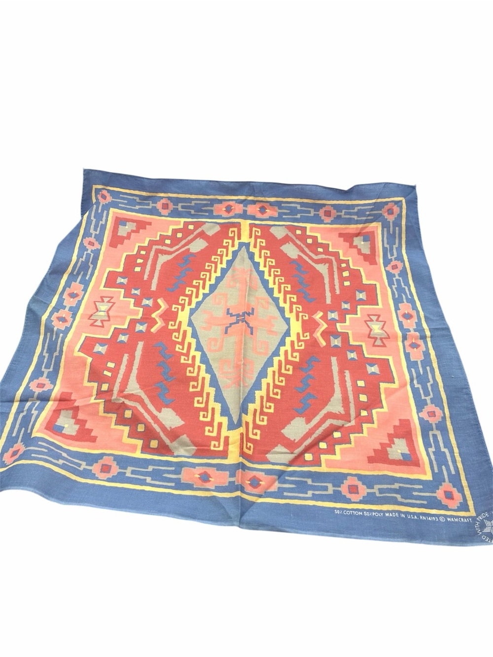Vintage Native Southwest Print Bandana Scarf USA Wamcraft 90s
